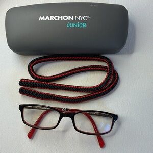 MarchOn NYC Junior red & black kids prescription glasses/frame with accesories